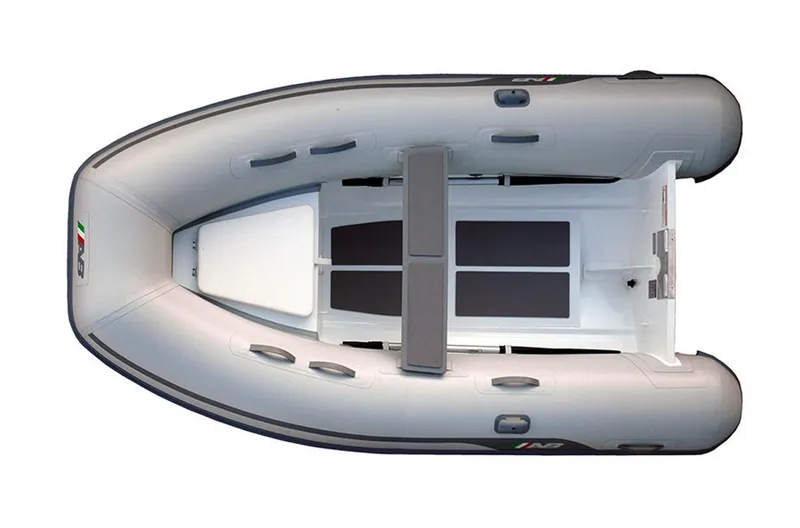 Slide: The Image of 2024 AB Inflatables Lammina 9.5 AL inflatable boat, top view. - 2