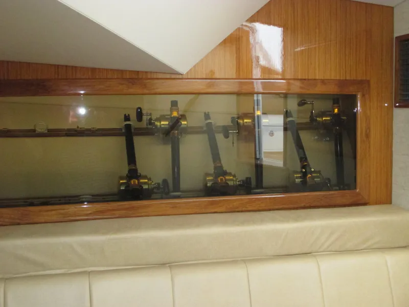 Slide: The Image of Fishing rod storage in the 2024 Jersey Cape Devil 36 Custom boat interior. - 46