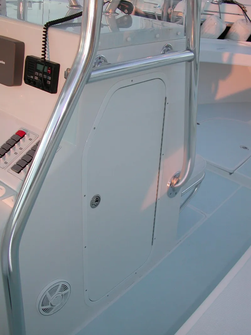 Slide: The Image of 2024 Jersey Cape 31 Little Devil boat console and controls. - 10