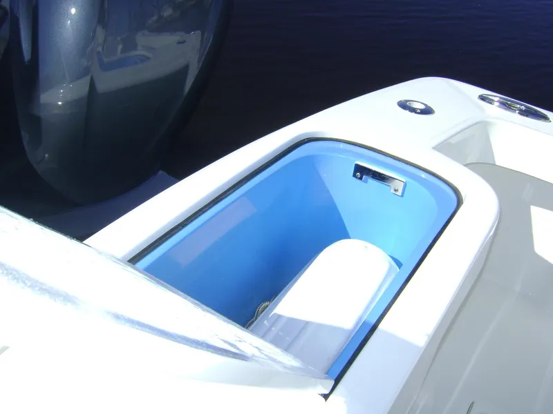 Slide: The Image of 2024 Jersey Cape 31 Little Devil boat storage compartment. - 14