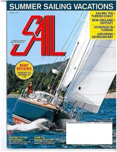Slide: The Image of Cover of Sail magazine featuring a Hinckley 43 sailboat, March 2010 issue. - 14