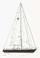 Slide: The Image of Line drawing of a 1980 Hinckley 43 sailboat, showcasing its classic design and rigging. - 21