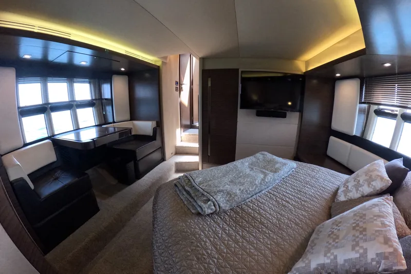 Slide: The Image of Luxurious interior of 2016 Azimut 55S yacht with elegant bedroom and seating area. - 89