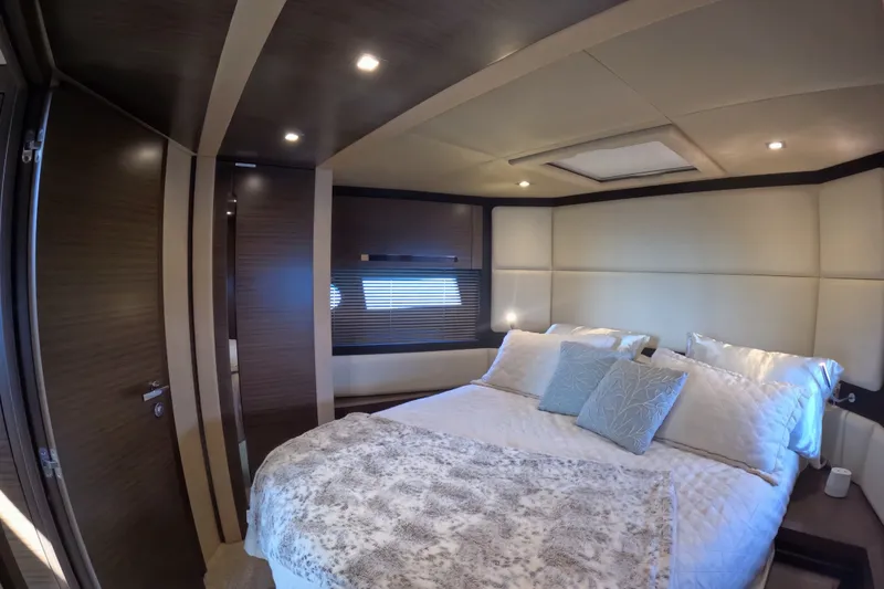 Slide: The Image of Luxurious bedroom interior of 2016 Azimut 55S yacht with elegant bedding and modern design. - 120