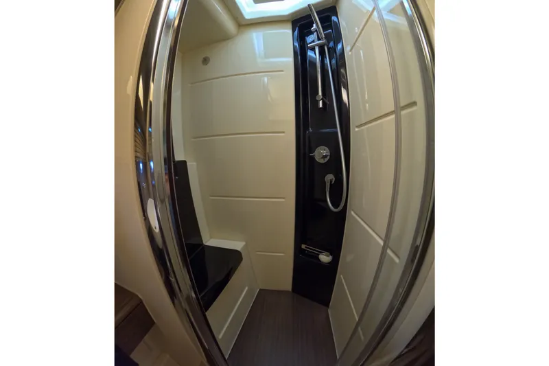 Slide: The Image of Luxurious shower cabin in 2016 Azimut 55S yacht, featuring sleek design and modern fixtures. - 97