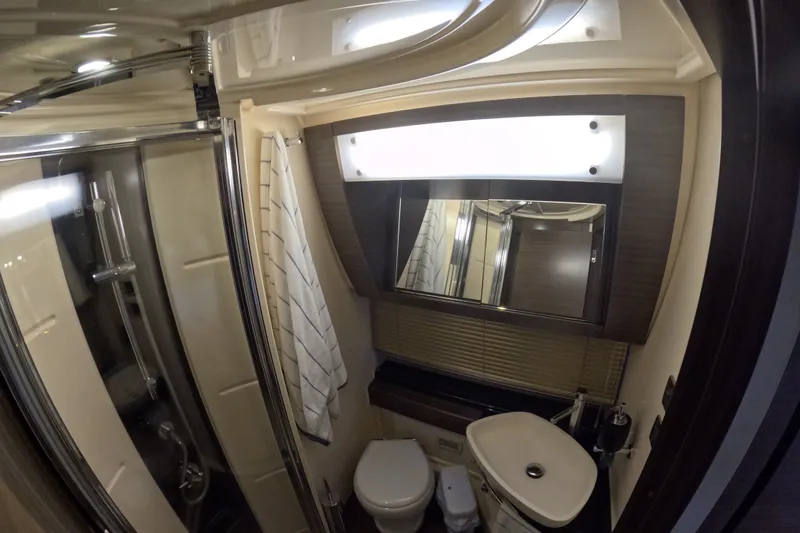 Slide: The Image of Luxurious bathroom in 2016 Azimut 55S yacht with modern fixtures and shower. - 101