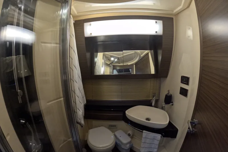 Slide: The Image of Luxurious bathroom interior of 2016 Azimut 55S yacht with modern fixtures and elegant design. - 100