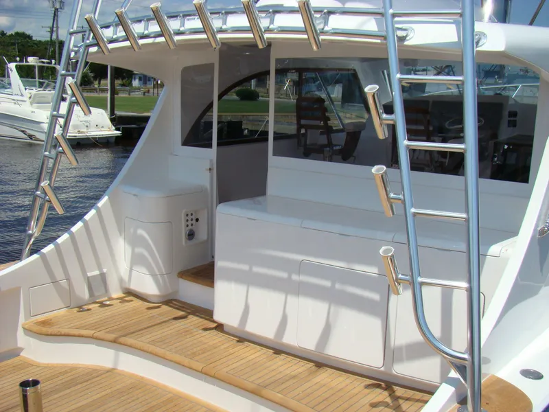 Slide: The Image of 2024 Jersey Cape 47 Custom Hardtop yacht with teak deck and rod holders. - 36