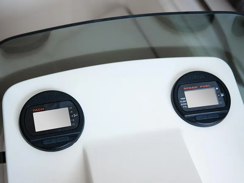 Slide: The Image of Dashboard of 2014 Capelli 460 boat with Yamaha tachometer and speed fuel gauges. - 7