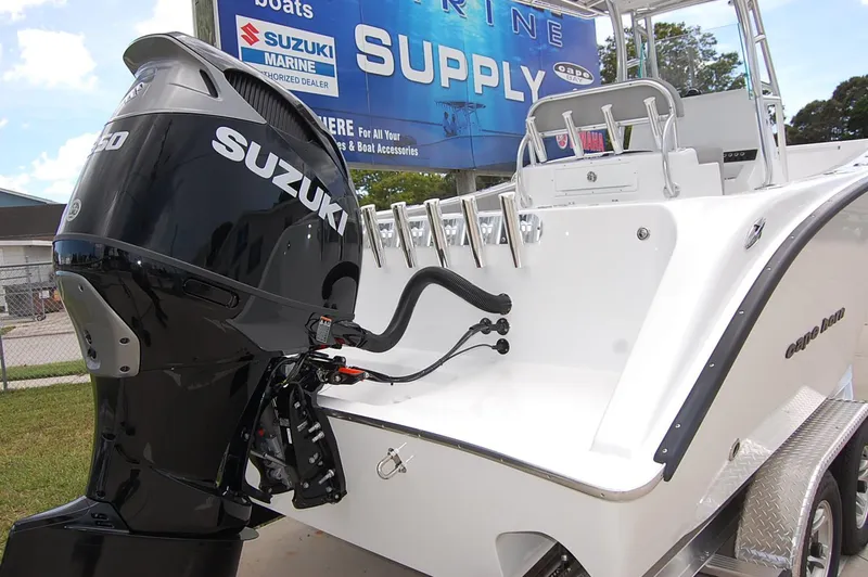 Slide: The Image of 2025 Cape Horn 22 OS boat with Suzuki outboard motor. - 1
