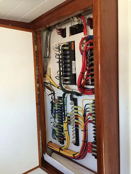Slide: The Image of Electrical panel inside 1934 Classic Cruiser Hemingway's Pilar Replica boat. - 15