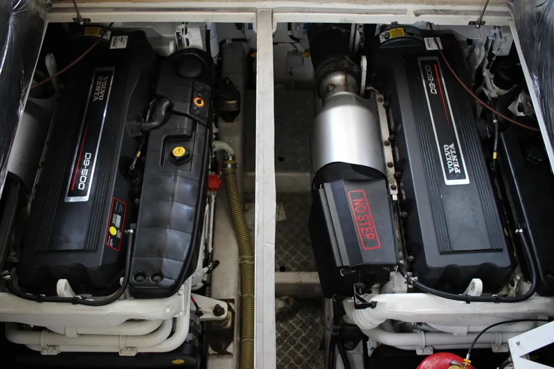 Slide: The Image of Fairline Phantom 2006 engine room with twin diesel engines. - 19
