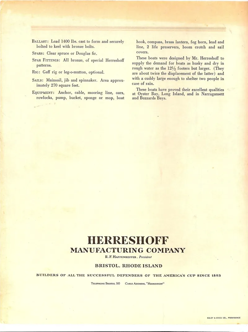 Slide: The Image of Herreshoff Manufacturing Company brochure, featuring Fish Class model, 2011, Bristol, Rhode Island. - 11