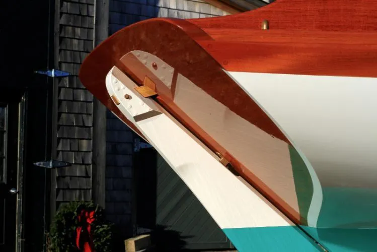 Slide: The Image of 2011 Herreshoff Fish Class boat with wooden hull detail. - 3