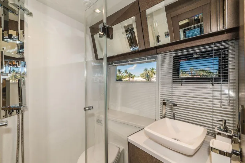 Slide: The Image of Modern bathroom in 2023 Galeon 500 Fly yacht with glass shower and sleek fixtures. - 39