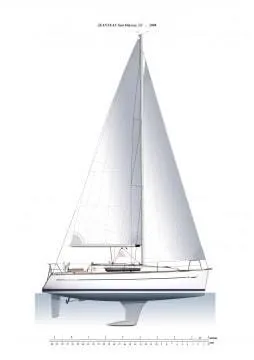 Slide: The Image of 2013 Jeanneau Sun Odyssey 33i sailboat with white sails and sleek design. - 27