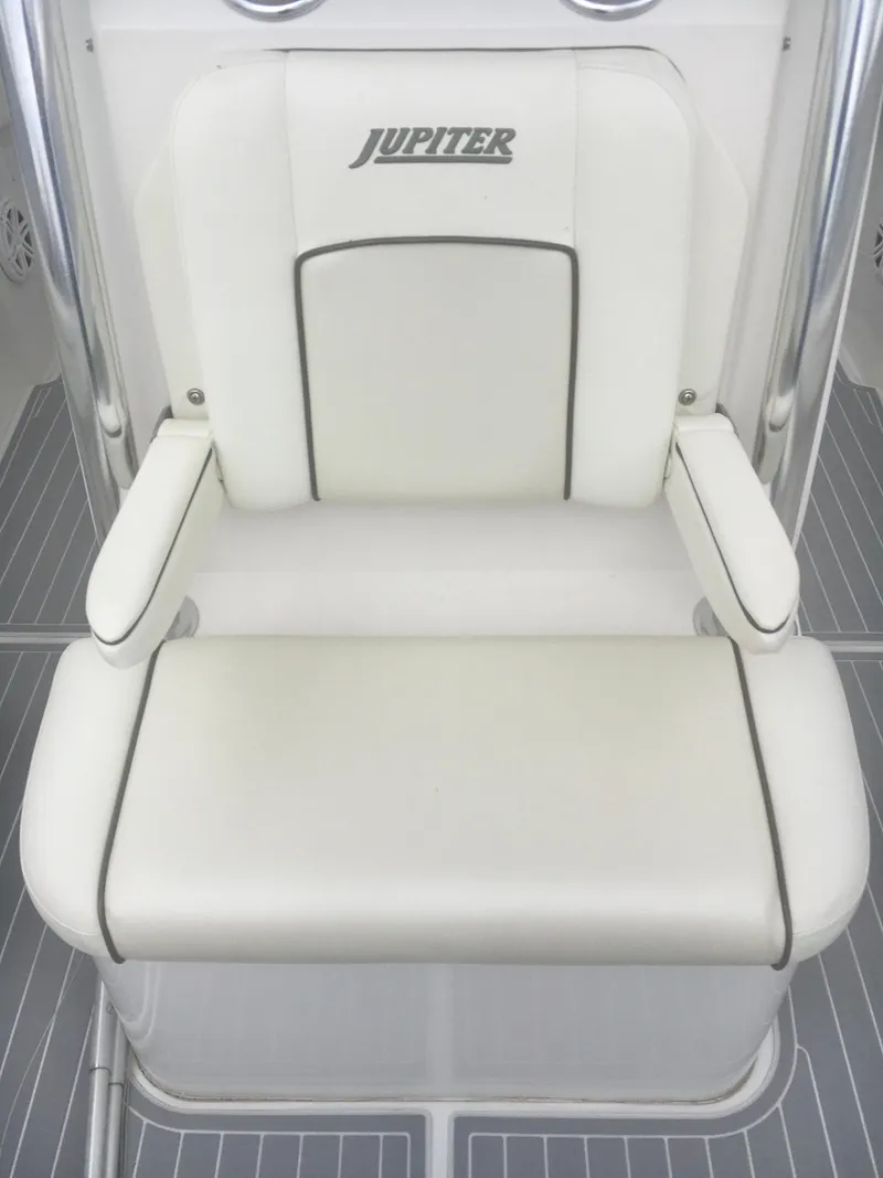 Slide: The Image of 2012 Jupiter 26 FS boat with twin Yamaha 200 engines on stands. - 3