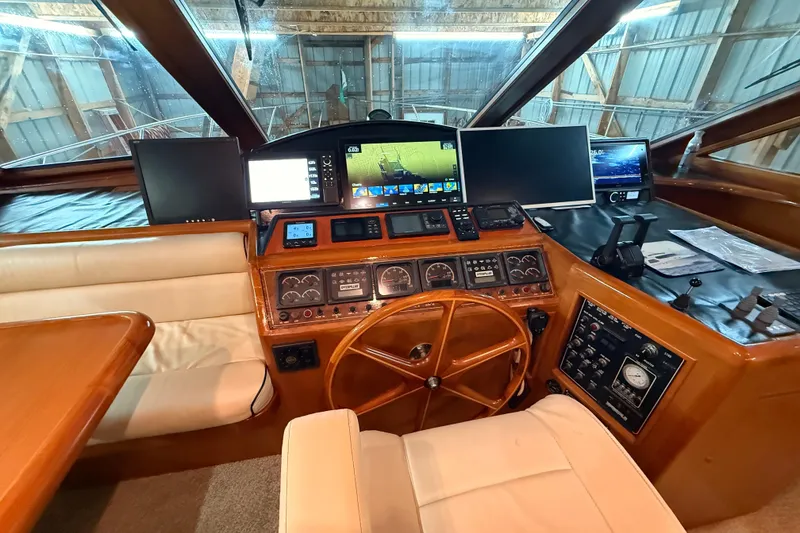 Slide: The Image of Engine compartment of 1998 Ocean Alexander Pilothouse Model 584 with CAT Marine Power. - 57