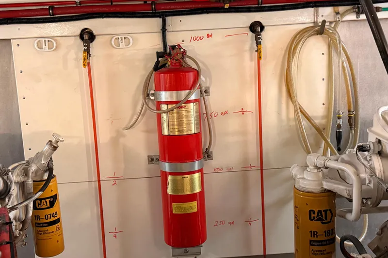 Slide: The Image of 1998 Ocean Alexander Pilothouse Model 584 boat in storage, wooden interior. - 63