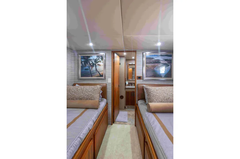 Slide: The Image of Luxurious 1972 DITTMAR & DONALDSON motoryacht cabin with twin beds and elegant decor. - 13