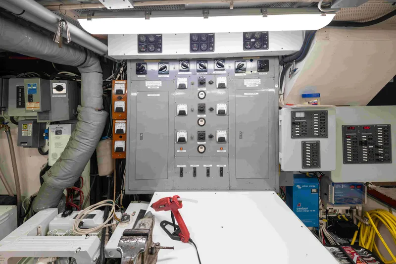 Slide: The Image of Engine room of 1972 DITTMAR & DONALDSON Motoryacht with control panels and equipment. - 24