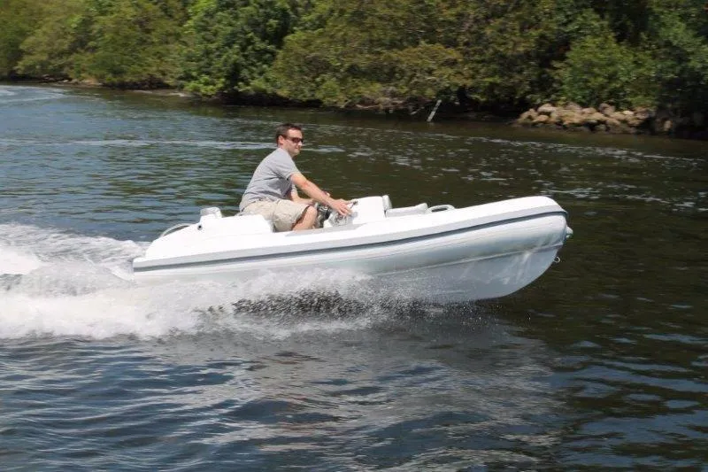 Slide: The Image of 2018 Ribjet 10 Jet Yacht Tender speeding on water with driver - 19