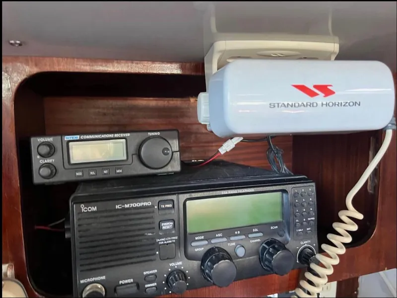 Slide: The Image of Radio equipment inside a 1985 Gib'Sea 126 sailboat cabin. - 42