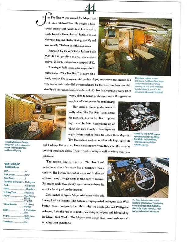 Slide: The Image of Interior and features of 1990 Mays Craft 44 boat, showcasing luxury design and craftsmanship. - 4