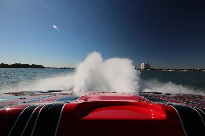 Slide: The Image of 2025 MTI Marine Technology Inc 48 Pleasure boat speeding on water. - 7