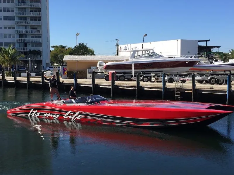 Slide: The Image of 2025 MTI Marine Technology Inc 48 Pleasure boat in marina. - 9