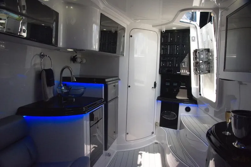 Slide: The Image of Luxurious interior of 2025 MTI V Marine Technology Inc V 57 yacht with modern amenities. - 17