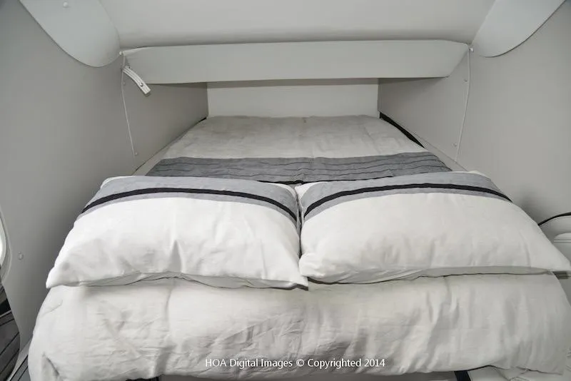 Slide: The Image of Interior cabin bed of 2025 MTI V Marine Technology Inc V 42 boat. - 21