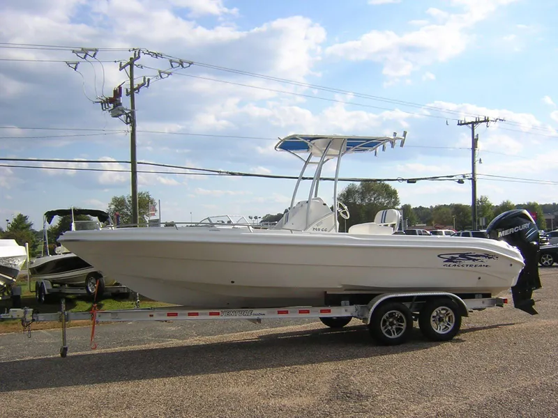 Slide: The Image of 2017 Glasstream 240 boat on trailer in sunny weather. - 6