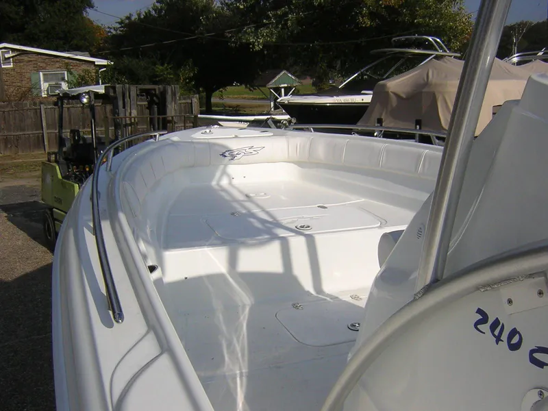 Slide: The Image of 2017 Glasstream 240 boat, white deck, parked outdoors. - 8