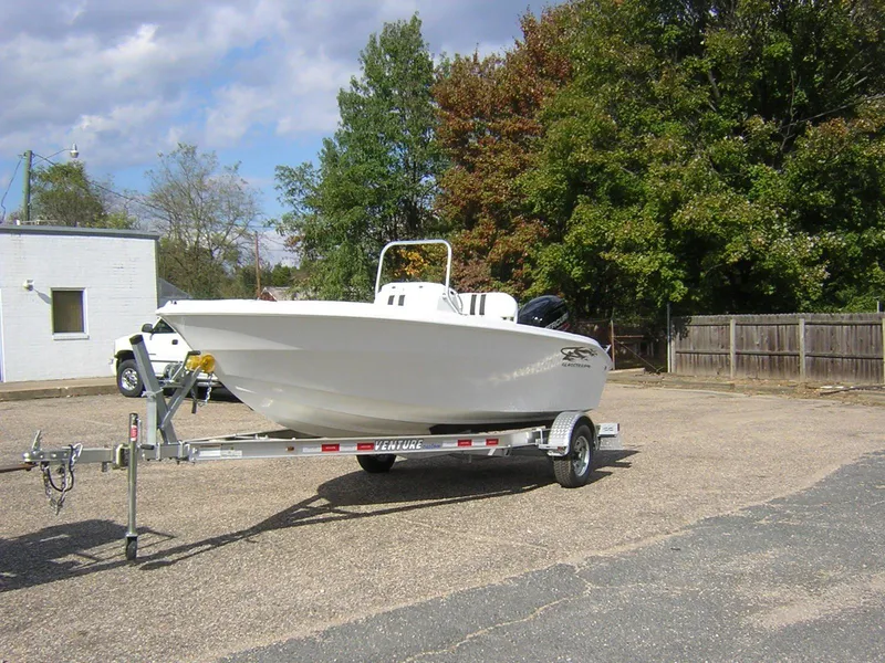 Slide: The Image of 2017 Glasstream 180 CC boat parked on trailer outdoors. - 3