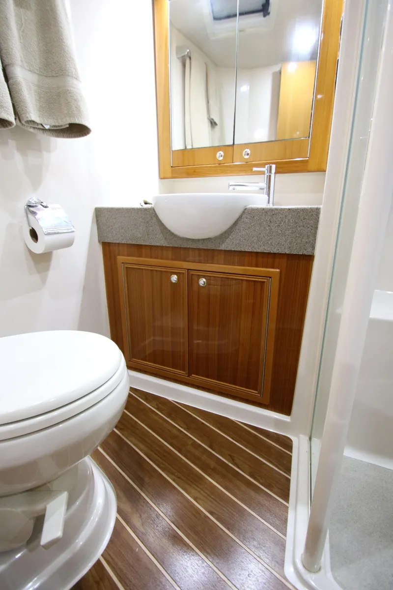 Slide: The Image of Bathroom of Riviera 47 Open Flybridge Series II, 2008 model. - 30