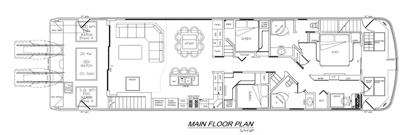 Slide: The Image of 2011 Bravada Knot A Problem #3 & 9 houseboat main floor plan layout. - 2