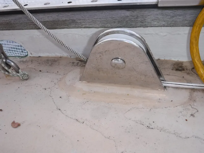 Slide: The Image of Pulley system on 1960 Frans Maas-LeFevre One Off Custom 47 steel boat deck. - 25