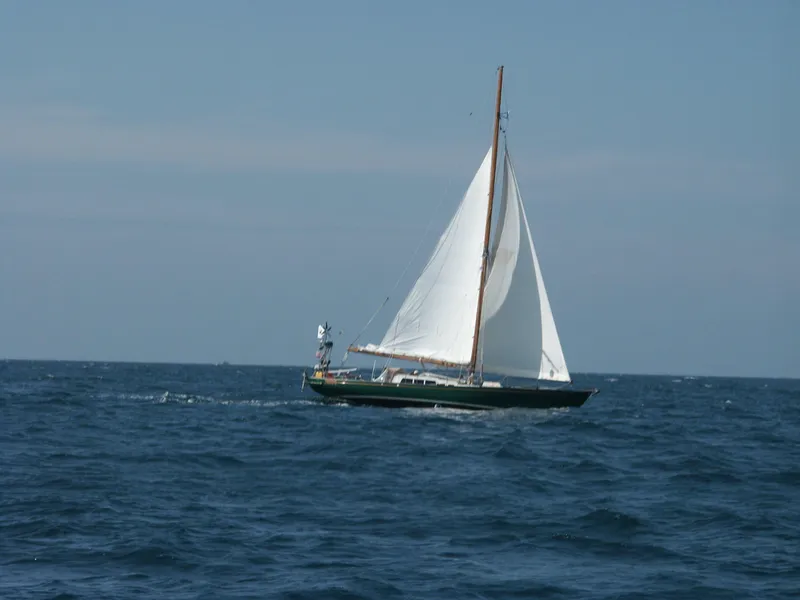 Slide: The Image of Vintage 1960 Frans Maas-LeFevre sailboat, One Off Custom 47, sailing on open sea. - 38