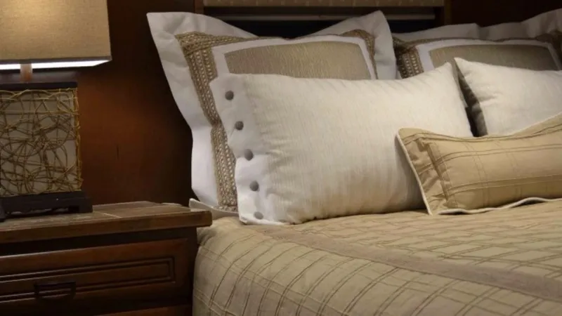 Slide: The Image of Luxurious bedroom interior with elegant pillows and bedding in a Bravada Ho'okipa Trip 13, 2012. - 5