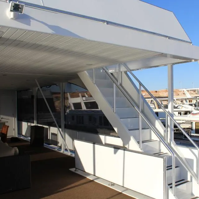 Slide: The Image of 2013 Bravada Houseboat Apollo Trip #7, spacious deck with modern design. - 9