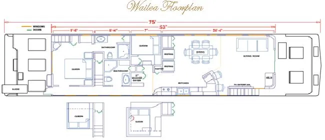 Slide: The Image of Floor plan of 2003 Sharpe Wailea model, featuring kitchen, living room, and bedrooms. - 3