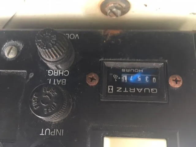 Slide: The Image of Close-up of control panel with hour meter, 2002 Fountain 38 Express Cruiser. - 36