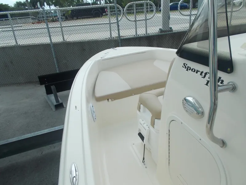 Slide: The Image of Scout 175 Sportfish 2026 boat deck and helm area. - 7