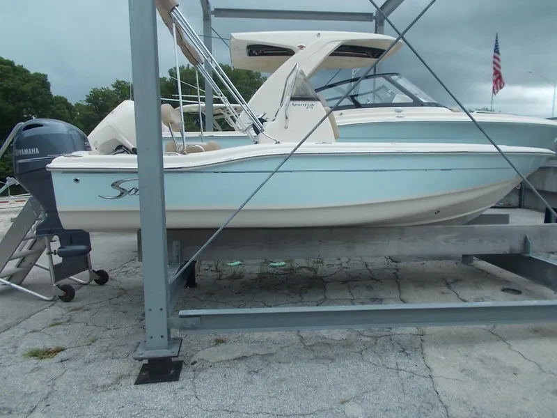 Slide: The Image of Scout 175 Sportfish 2026 on a boat trailer. - 9