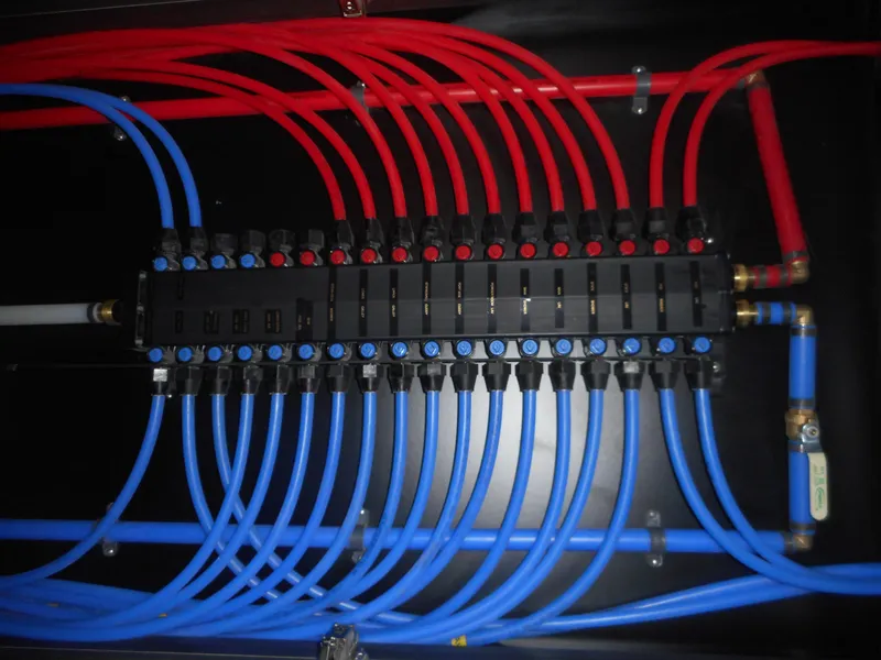 Slide: The Image of Manifold system with red and blue pipes, Adonia Liquidity Trip 5, 2017 model. - 14