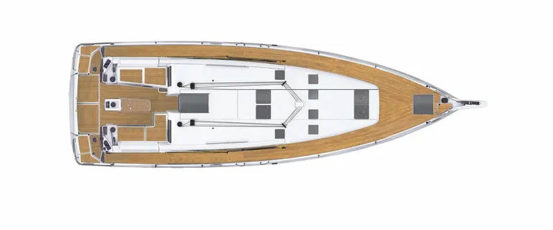 Slide: The Image of Top view of 2024 Jeanneau Sun Odyssey 490 sailboat layout, featuring spacious deck design. - 13