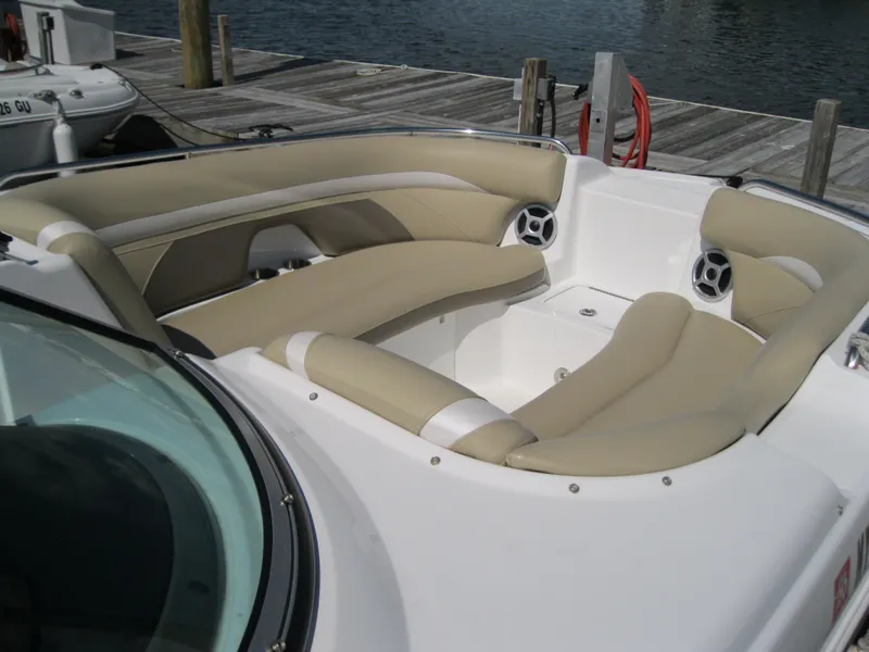Slide: The Image of Interior of a 2017 Hurricane FunDeck GS 248 OB boat at the dock. - 3