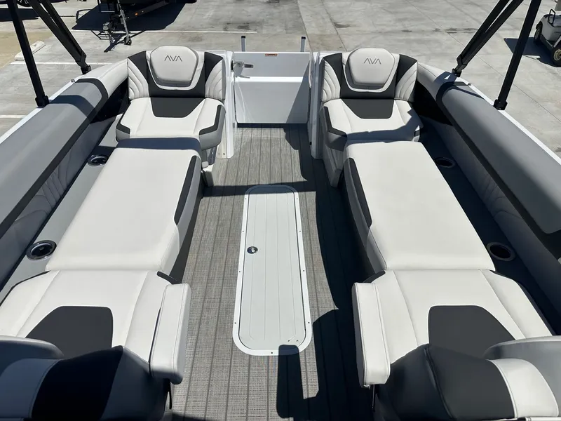 Slide: The Image of 2021 Monterey M6 boat interior with luxurious seating. - 16