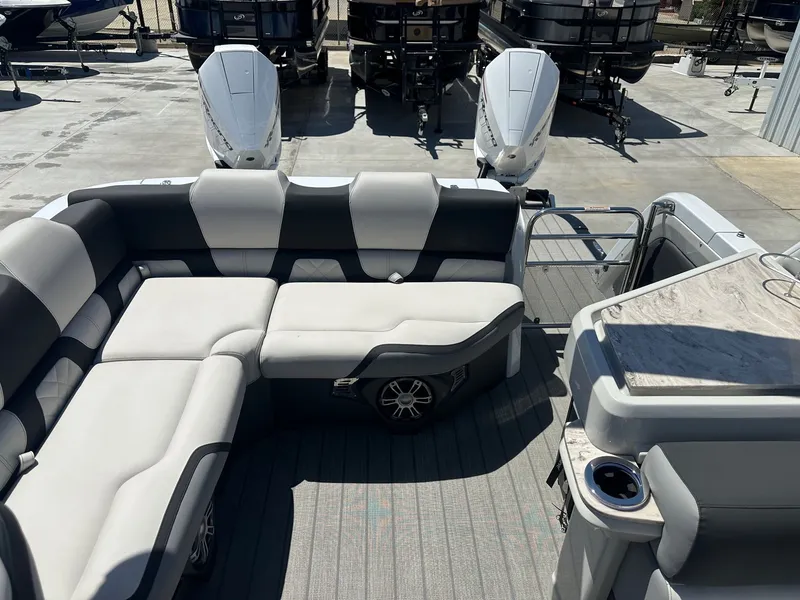 Slide: The Image of Interior of 2021 Monterey M6 boat with modern helm station. - 6